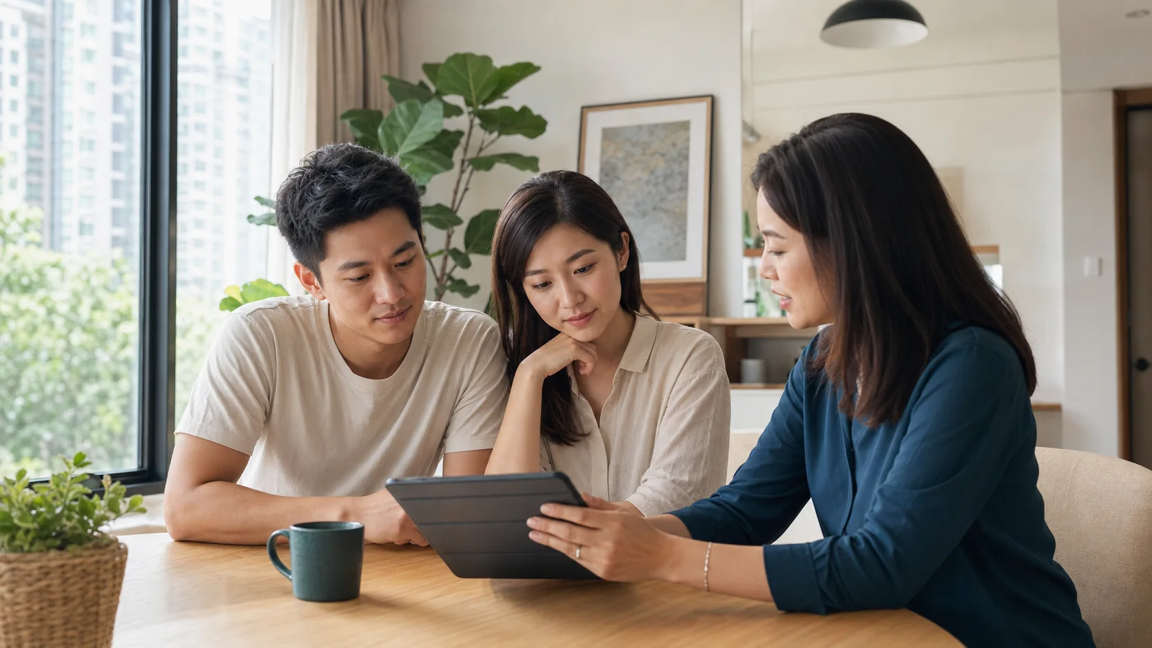 A couple reviewing personalised mortgage quotes with an adviser